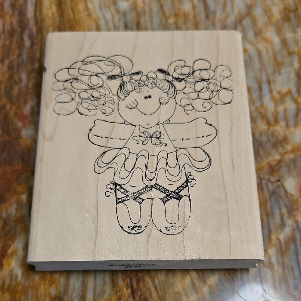 Wooden Rubber Stamp with Ballerina Design